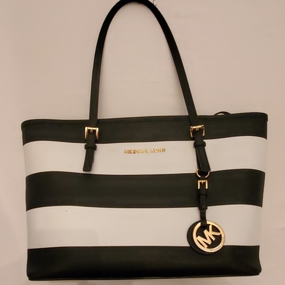 Michael Kors Handbags - Micheal Kors Tote black and white striped